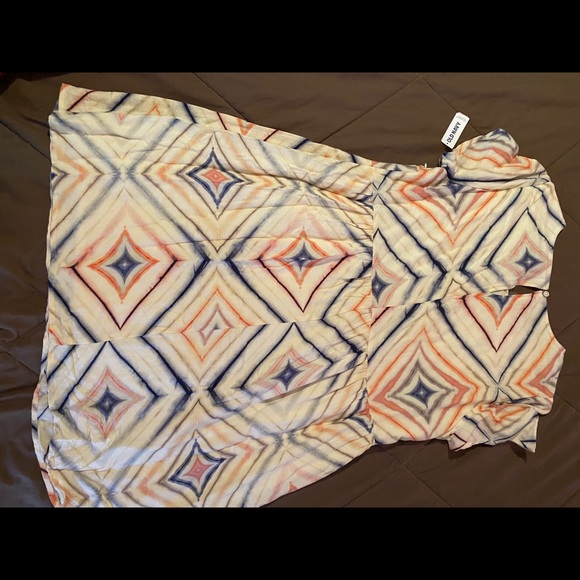 Old navy cream w/blue & peach Ikat dress large NWT - Picture 3 of 3